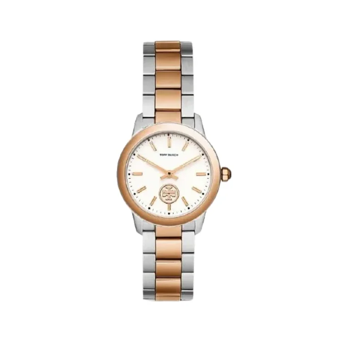 Tory Burch Rose Gold & Silver Collins Cream Dial Women’s Watch TBW1305Women’s Watches