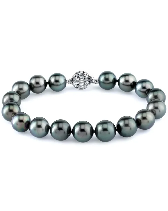 True Round Black Tahitian Pearl Bracelet, 9.0-10.0mm – AAA Quality