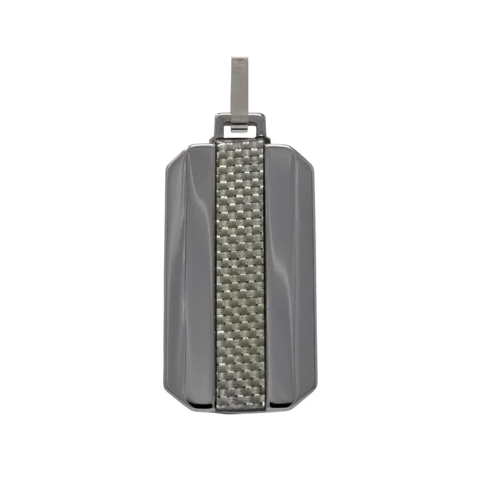 Tungsten Dog Tag Pendant with Silver Carbon Fiber Center