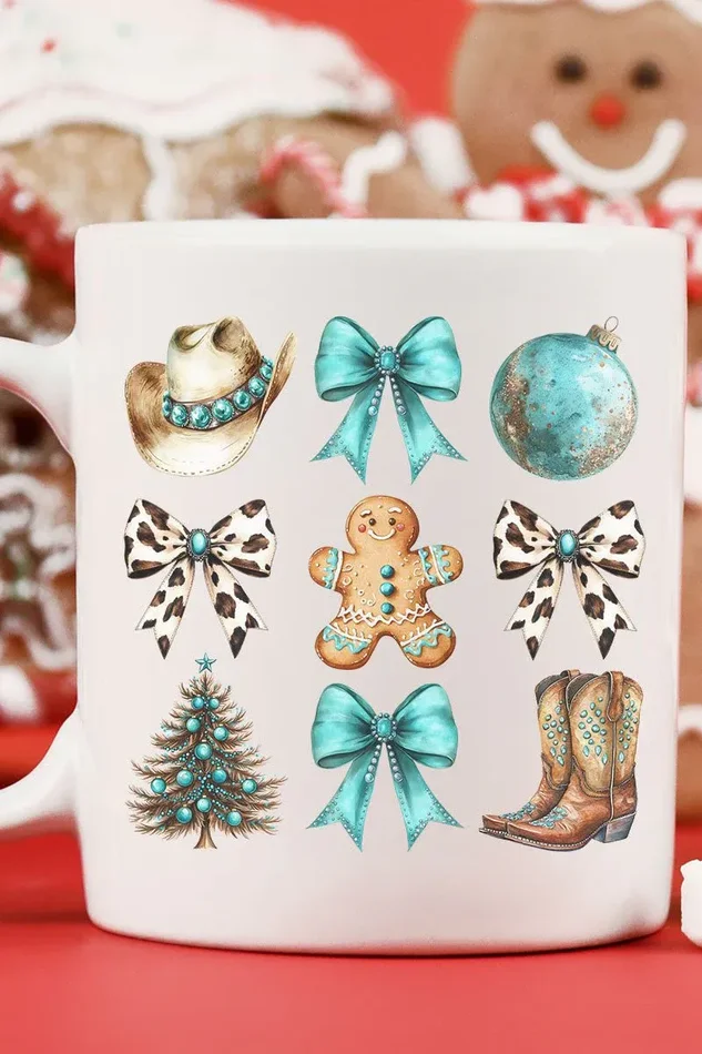 Turquoise Country Christmas Ceramic Mug