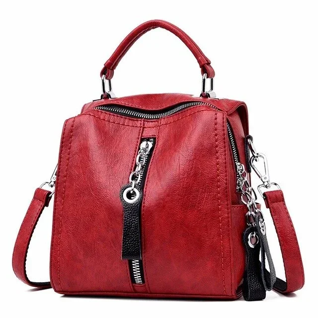 Vintage Casual Tassel Genuine Leather Travel Backpack