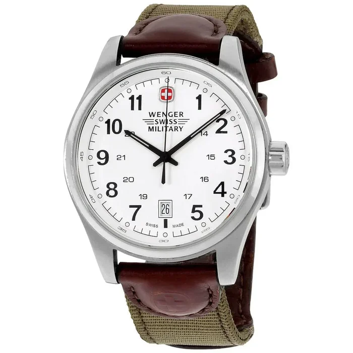 Wenger Men’s Watch – Terragraph White Dial Swiss Leather and Nylon Strap | 79311S