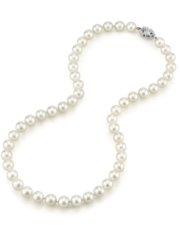 White Japanese Akoya Pearl Necklace, 8.0-8.5mm – AA+ Quality