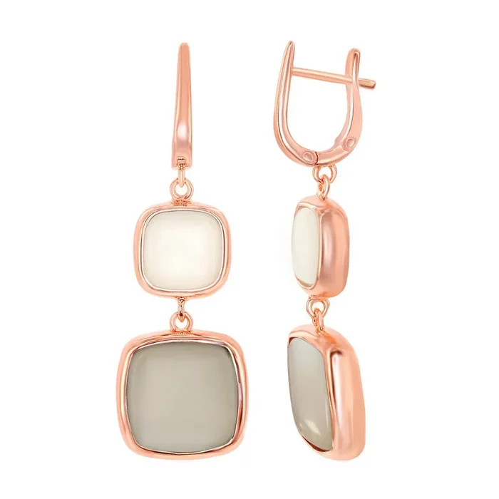Women’s Earrings – RG Sterling Top White and Bottom Light Grey | SMD-6731