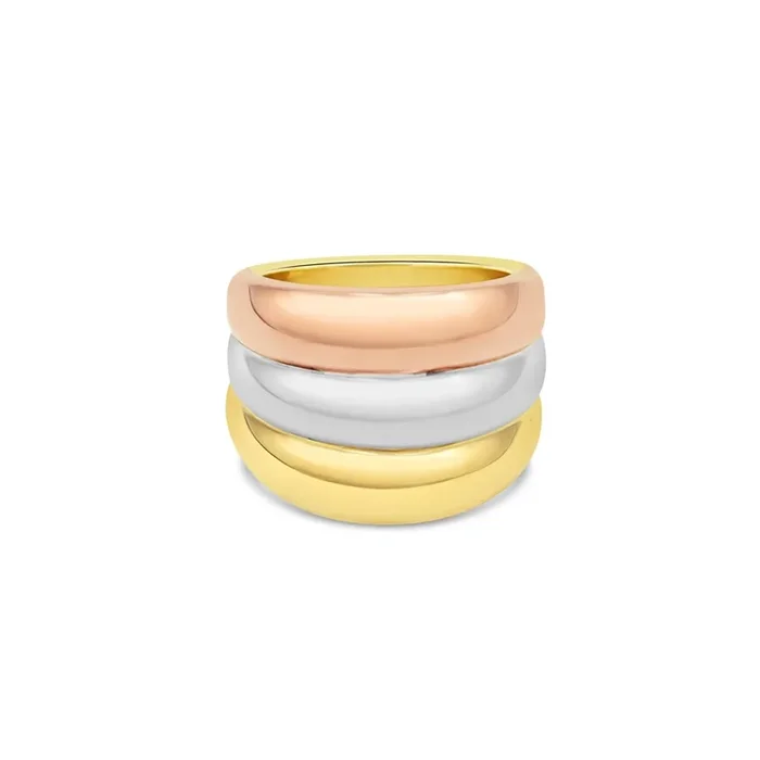 Women’s Fashion Tri-color Styled polished ring in 10K