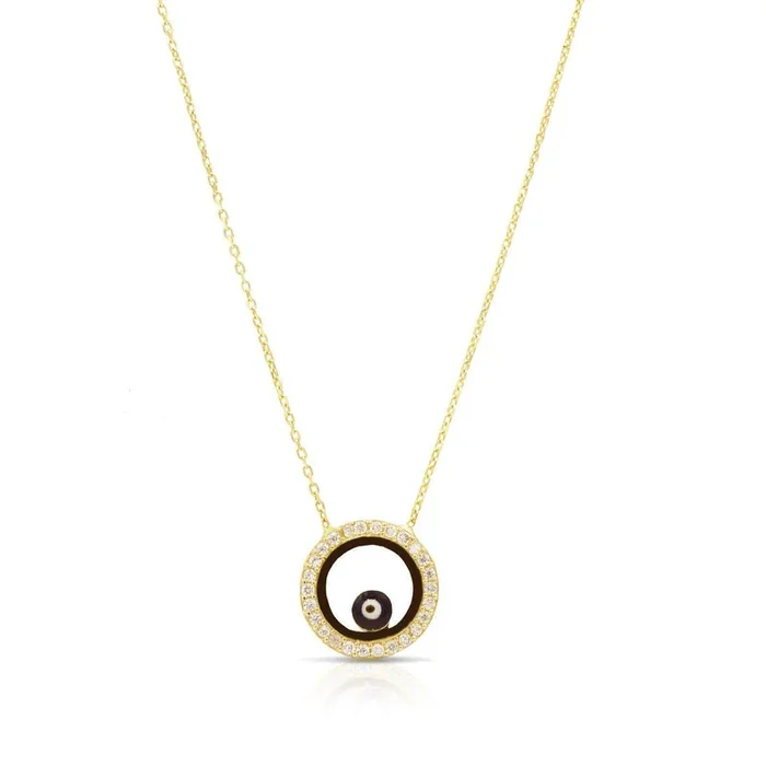Women’s Necklace with Eye of luck Charm in 14K Gold