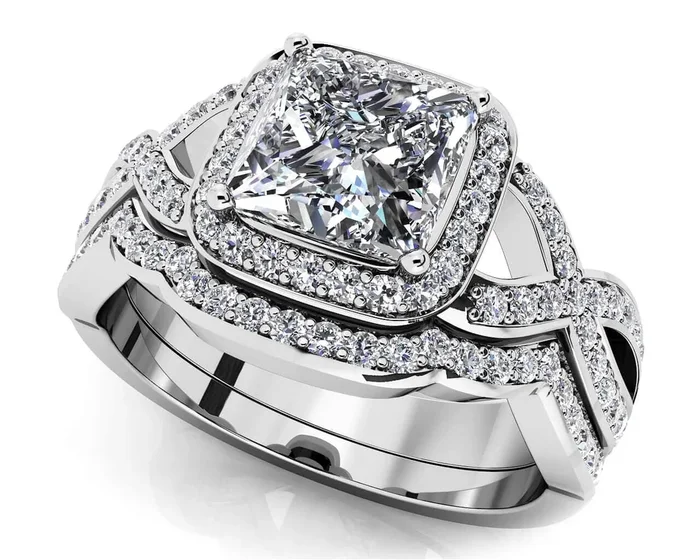 Woven Band Princess Lab-Grown Diamond Bridal Set with 0.95 ct. (0.50 ct. center diamond)Watch