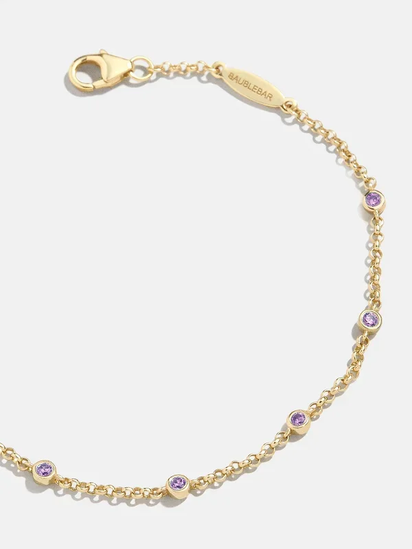 Yasmine 18K Gold Birthstone Bracelet – Amethyst