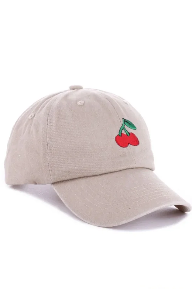 Zenana Embroidered Cherry Ash Mocha Baseball Cap