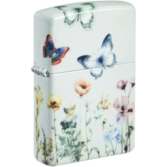 Zippo Windproof Lighter – 540 Color Glowing Butterflies Design Grey Finish| 46703