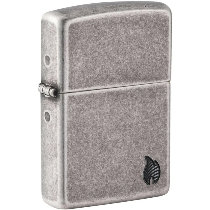 Zippo Windproof Pocket Lighter Armor Antique Silver Flame Design Metal 46399